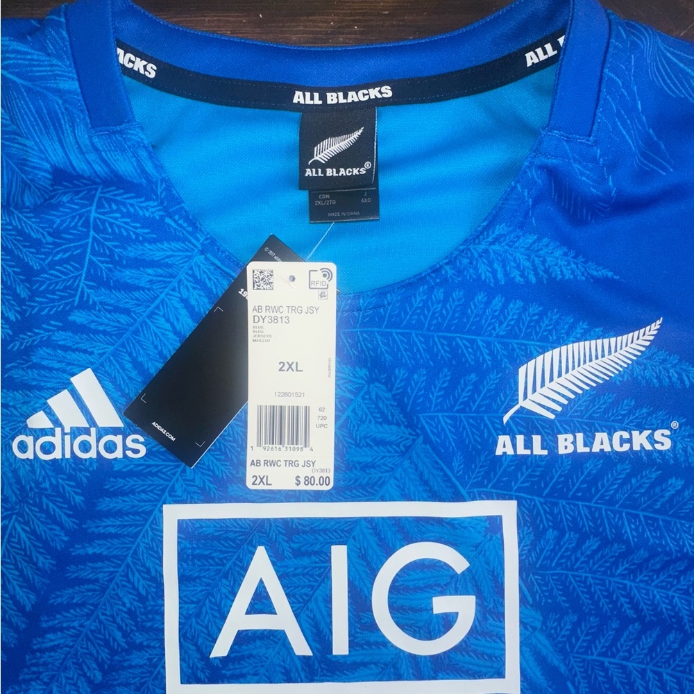 Adidas All Blacks Blue Rugby Jersey